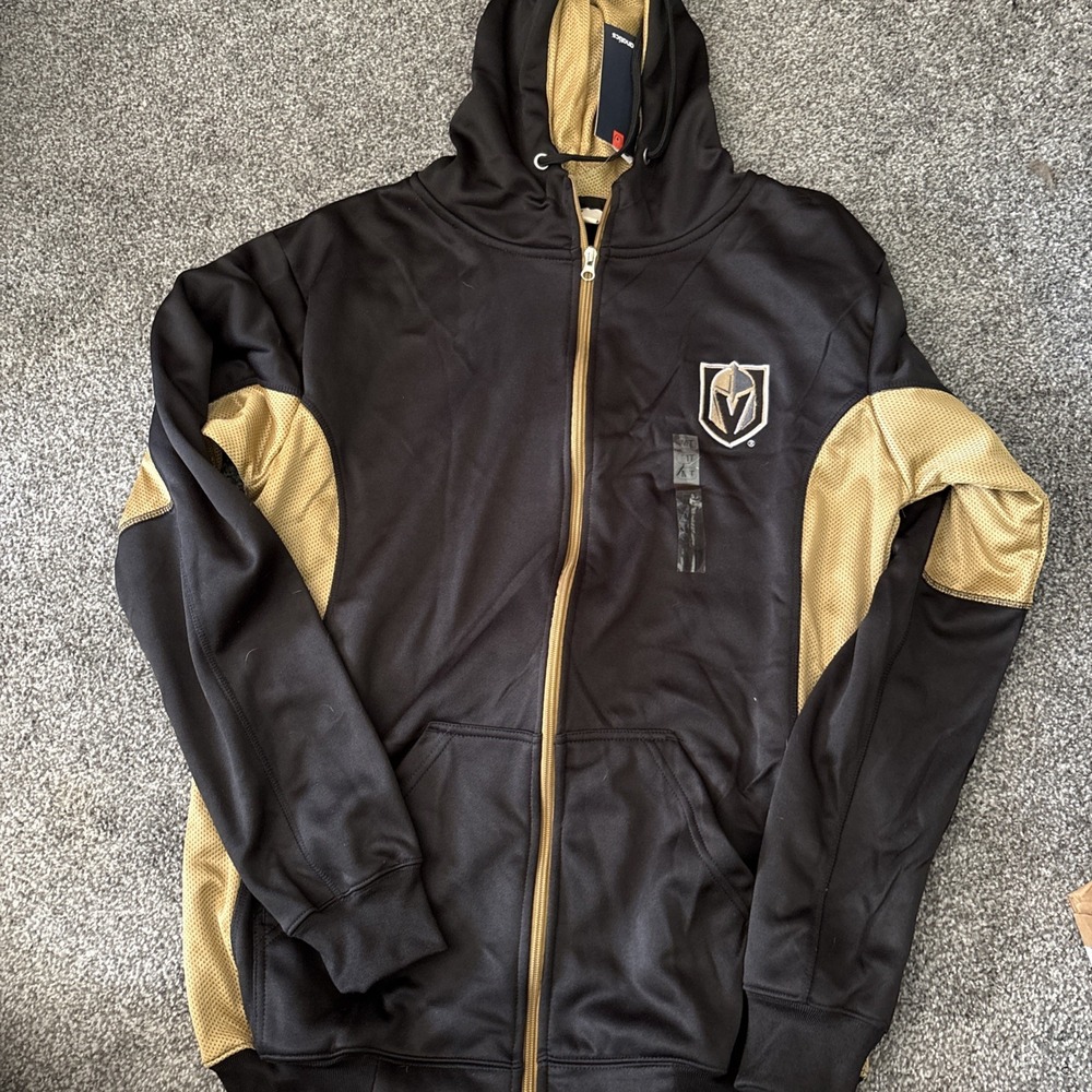 Fanatics Vegas Golden Knights NHL Full Zip Poly Fleece Hoodie Black Gold MT